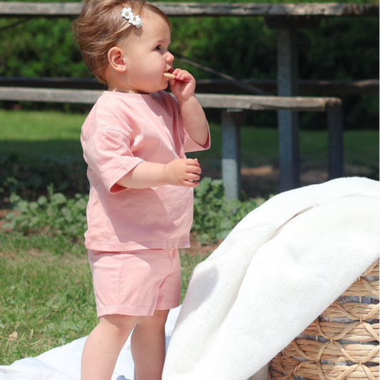The Paros Short Set - Peony Pink