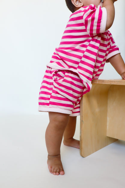 The Amalfi Striped Short Set - Positano Pink