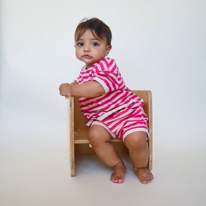 The Amalfi Striped Short Set - Positano Pink