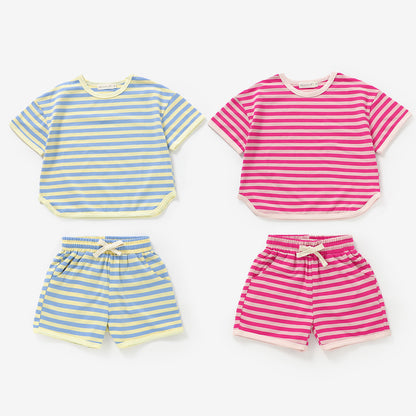 The Amalfi Striped Short Set - Positano Pink