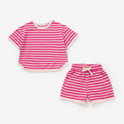 The Amalfi Striped Short Set - Positano Pink