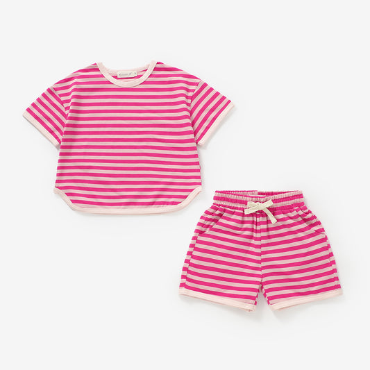 The Amalfi Striped Short Set - Positano Pink