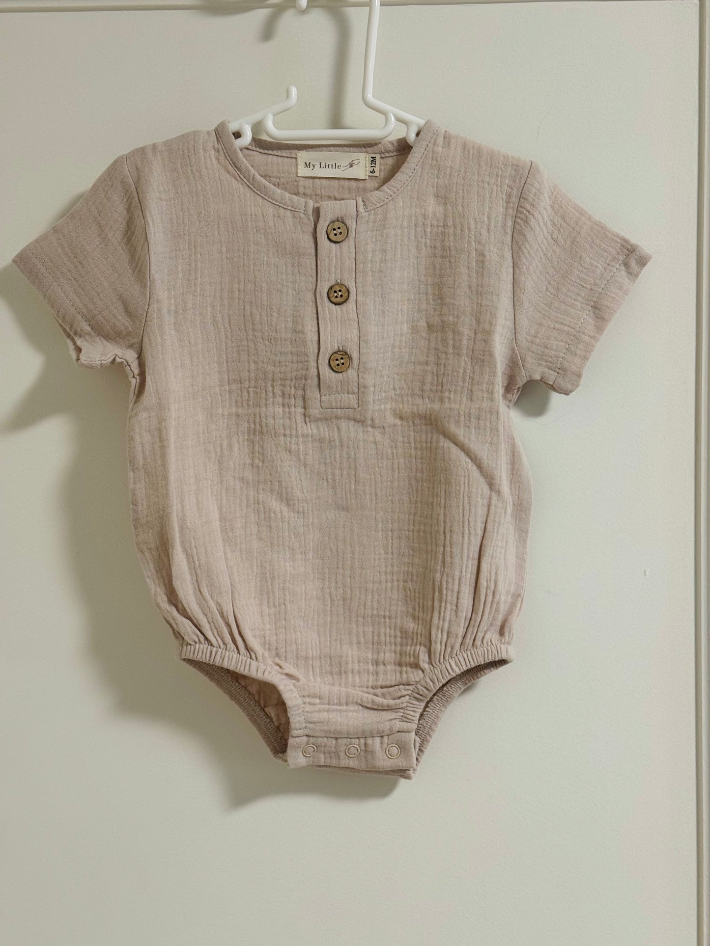 Cream Muslin Bubble Romper - 6-12 months - Oopsie Bin Item FINAL SALE