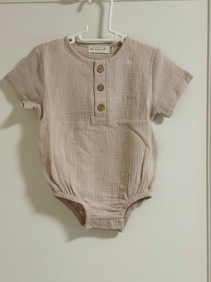 Cream Muslin Bubble Romper - 6-12 months - Oopsie Bin Item FINAL SALE