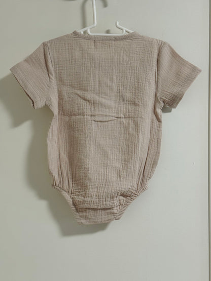 Cream Muslin Bubble Romper - 6-12 months - Oopsie Bin Item FINAL SALE