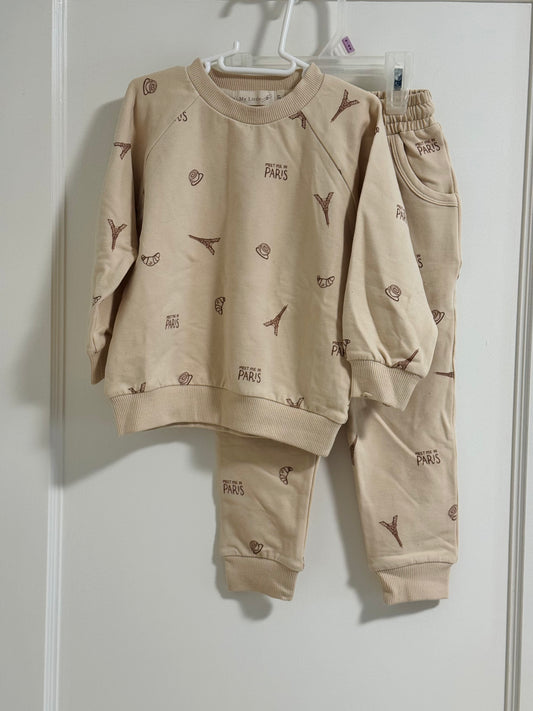 Meet me in Paris Printed Jogger Set - Size 2 T - Oopsie Bin Item FINAL SALE