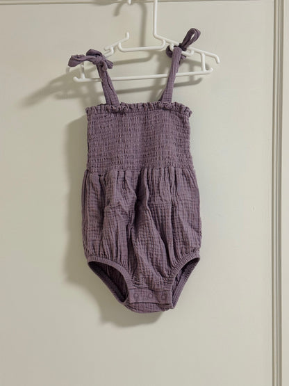 Purple Muslin Bubble Romper - Size 6-12 months - Oopsie Bin Item FINAL SALE