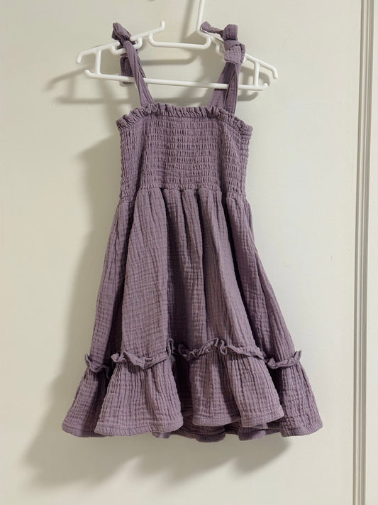 Purple Muslin Dress - Size 6-12 months - Oopsie Bin Item FINAL SALE