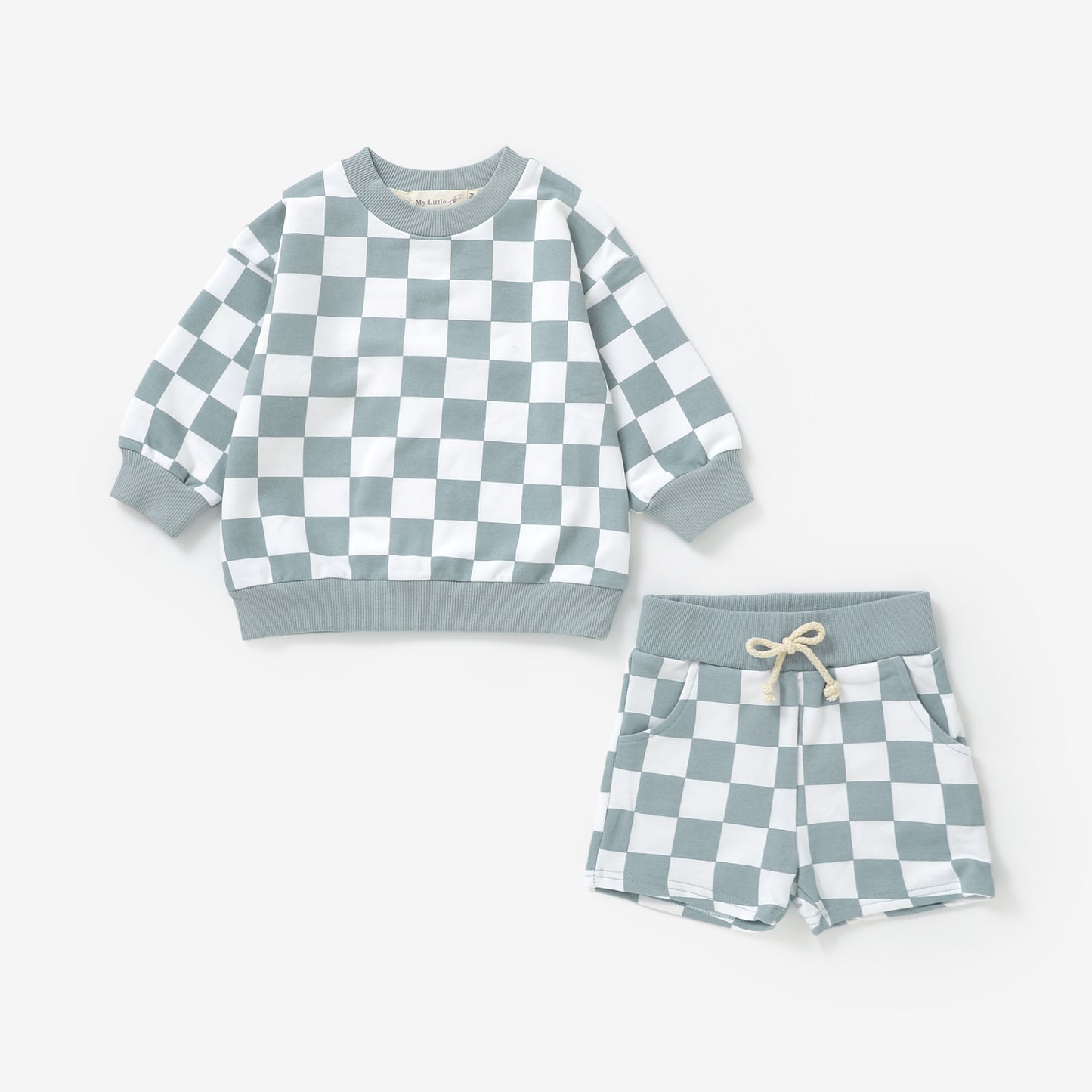 DEFECT - FINAL SALE - The Como Checkered Set - Sky Blue