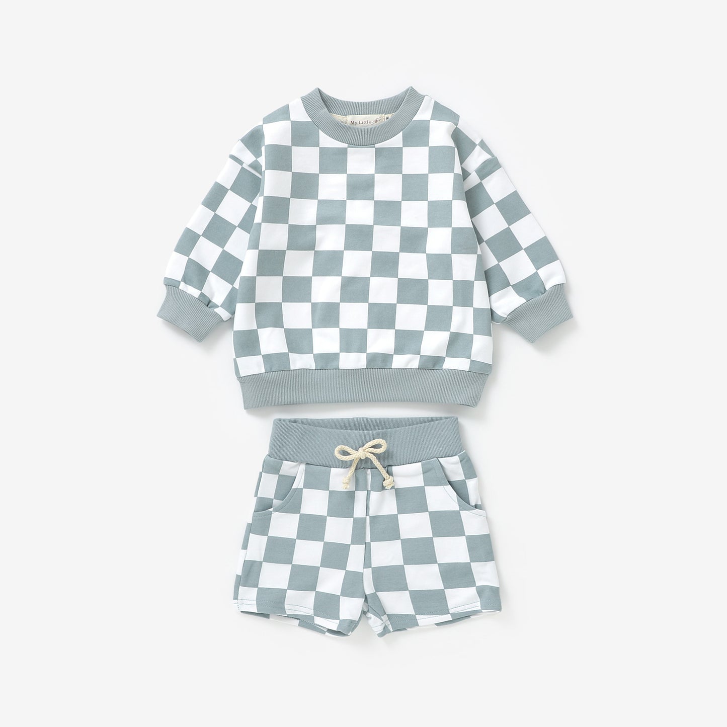 DEFECT - FINAL SALE - The Como Checkered Set - Sky Blue