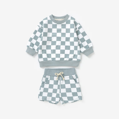DEFECT - FINAL SALE - The Como Checkered Set - Sky Blue